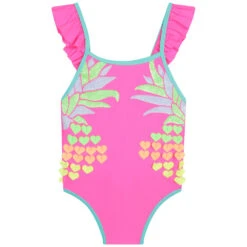 Billieblush Girls Neon Pink Ruffle Swimsuit