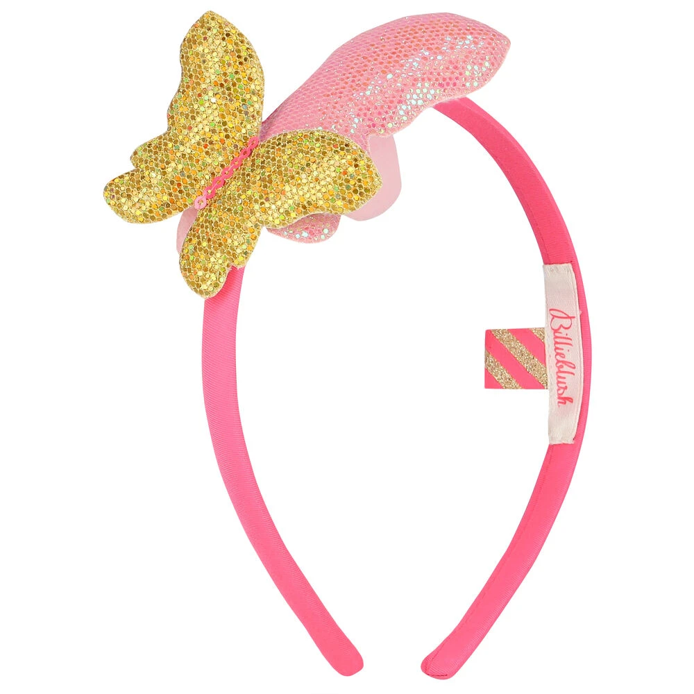 Billieblush Girls Pink & Gold Butterfly Headband 3 Billieblush Girls Pink & Gold Butterfly Headband