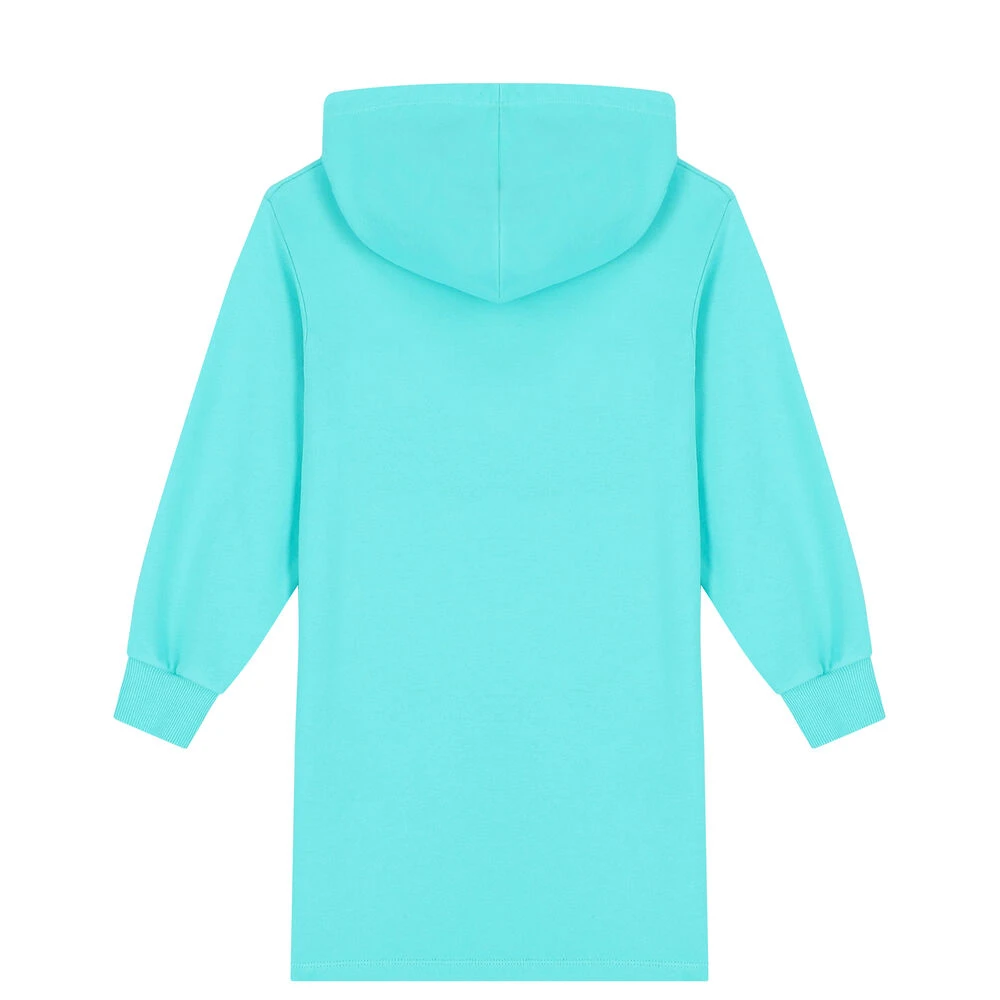 Billieblush Girls Aqua Heart Logo Hooded Dress 7 Billieblush Girls Aqua Heart Logo Hooded Dress - Image 5
