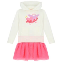 Billieblush Girls Ivory & Pink Logo Hooded Dress