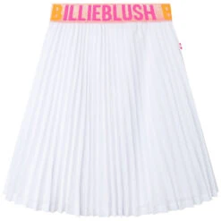 Billieblush Girls White Logo Pleated Skirt