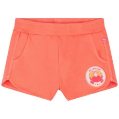 Billieblush Girls Coral Pink Sequin Logo Shorts