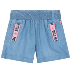 Billieblush Girls Blue Cotton Logo Shorts