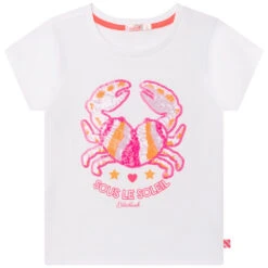 Billieblush Girls White & Pink Sequin T-Shirt