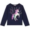 Billieblush Girls Navy Unicorn Sequin Long Sleeve Top 2 Billieblush Girls Navy Unicorn Sequin Long Sleeve Top -Billieblush U15A32 85T a