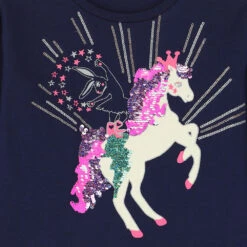 Billieblush Girls Navy Unicorn Sequin Long Sleeve Top -Billieblush U15A32 85T c