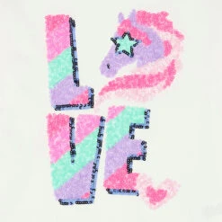 Billieblush Girls Ivory Unicorn Long Sleeve Top -Billieblush U15A50 121 c