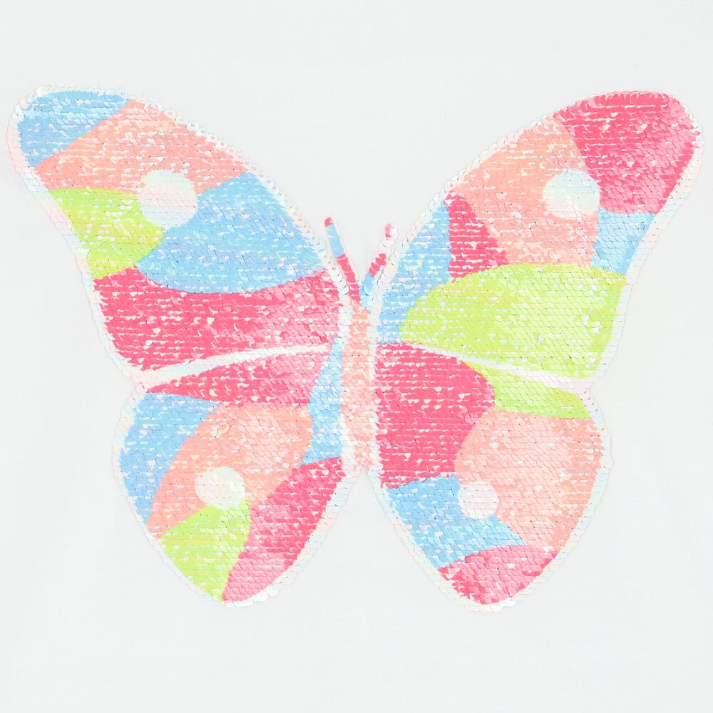 Billieblush Girls White Sequin Butterfly T-Shirt 6 Billieblush Girls White Sequin Butterfly T-Shirt - Image 4