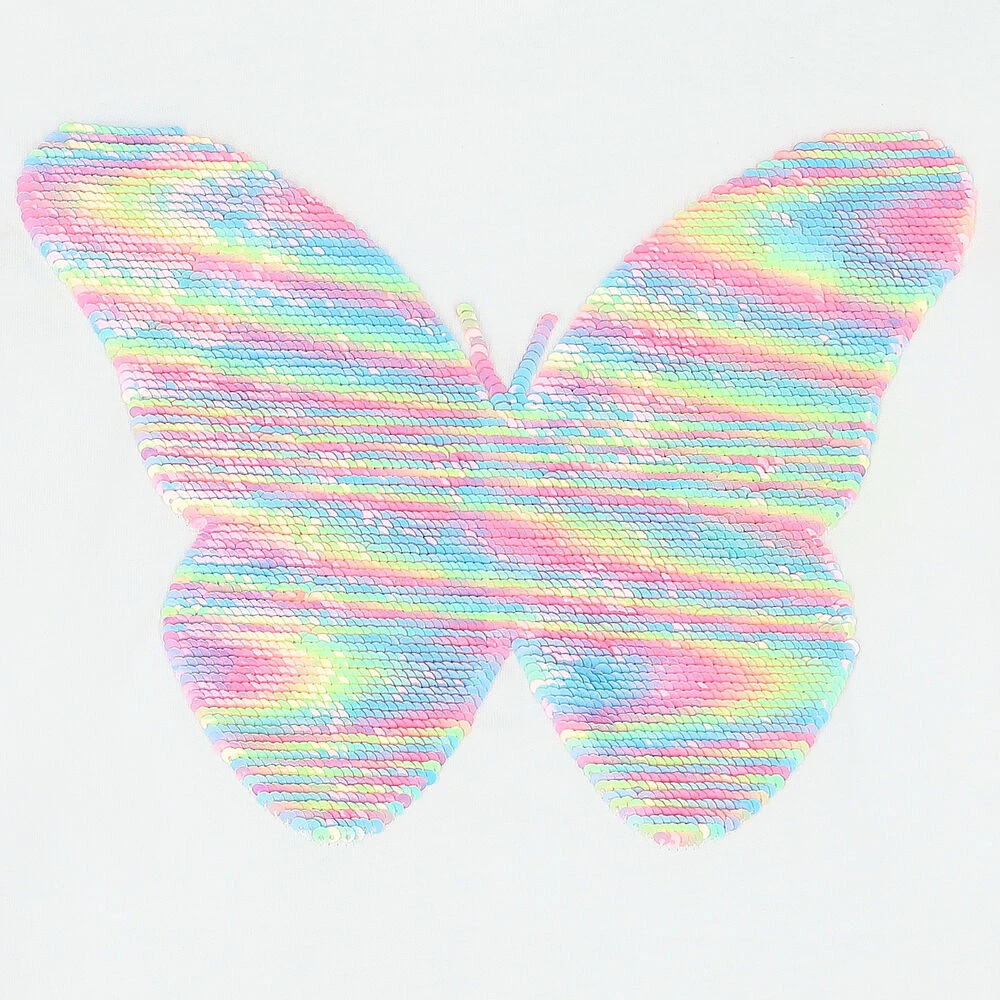Billieblush Girls White Sequin Butterfly T-Shirt 7 Billieblush Girls White Sequin Butterfly T-Shirt - Image 5