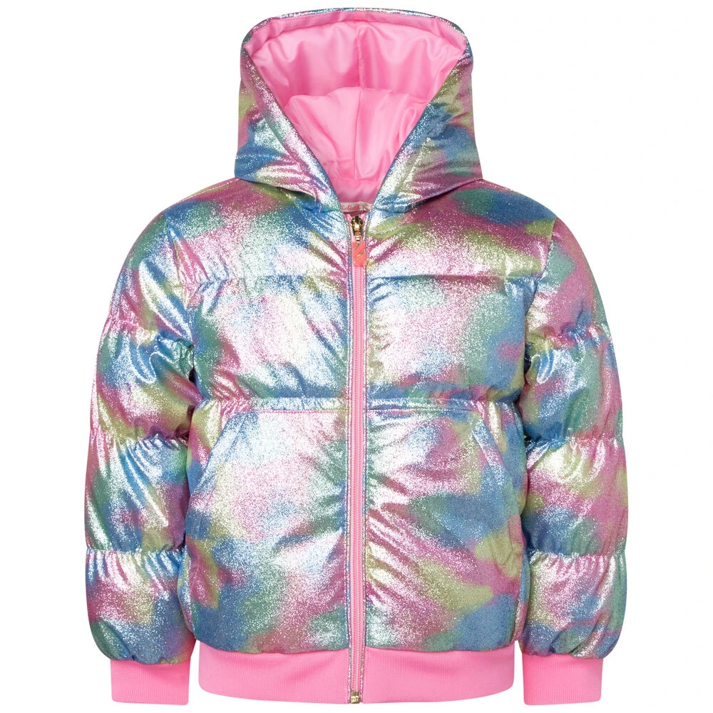 Billieblush Girls Rainbow Glitter Puffer Jacket 3 Billieblush Girls Rainbow Glitter Puffer Jacket