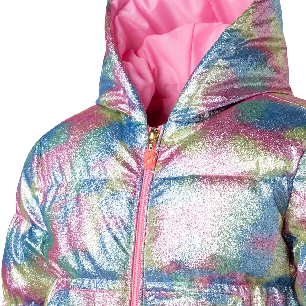 Billieblush Girls Rainbow Glitter Puffer Jacket 5 Billieblush Girls Rainbow Glitter Puffer Jacket - Image 3
