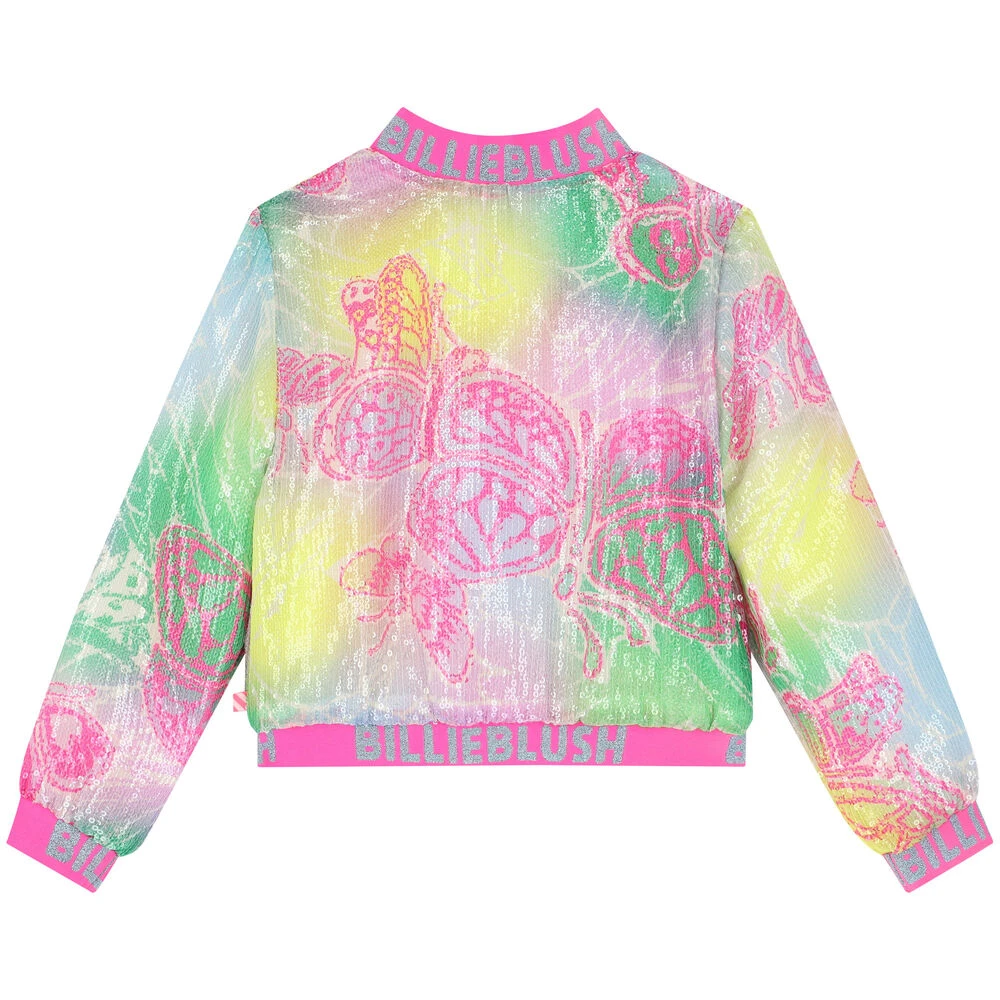 Billieblush Girls Pink Sequin Butterfly Jacket 4 Billieblush Girls Pink Sequin Butterfly Jacket - Image 2