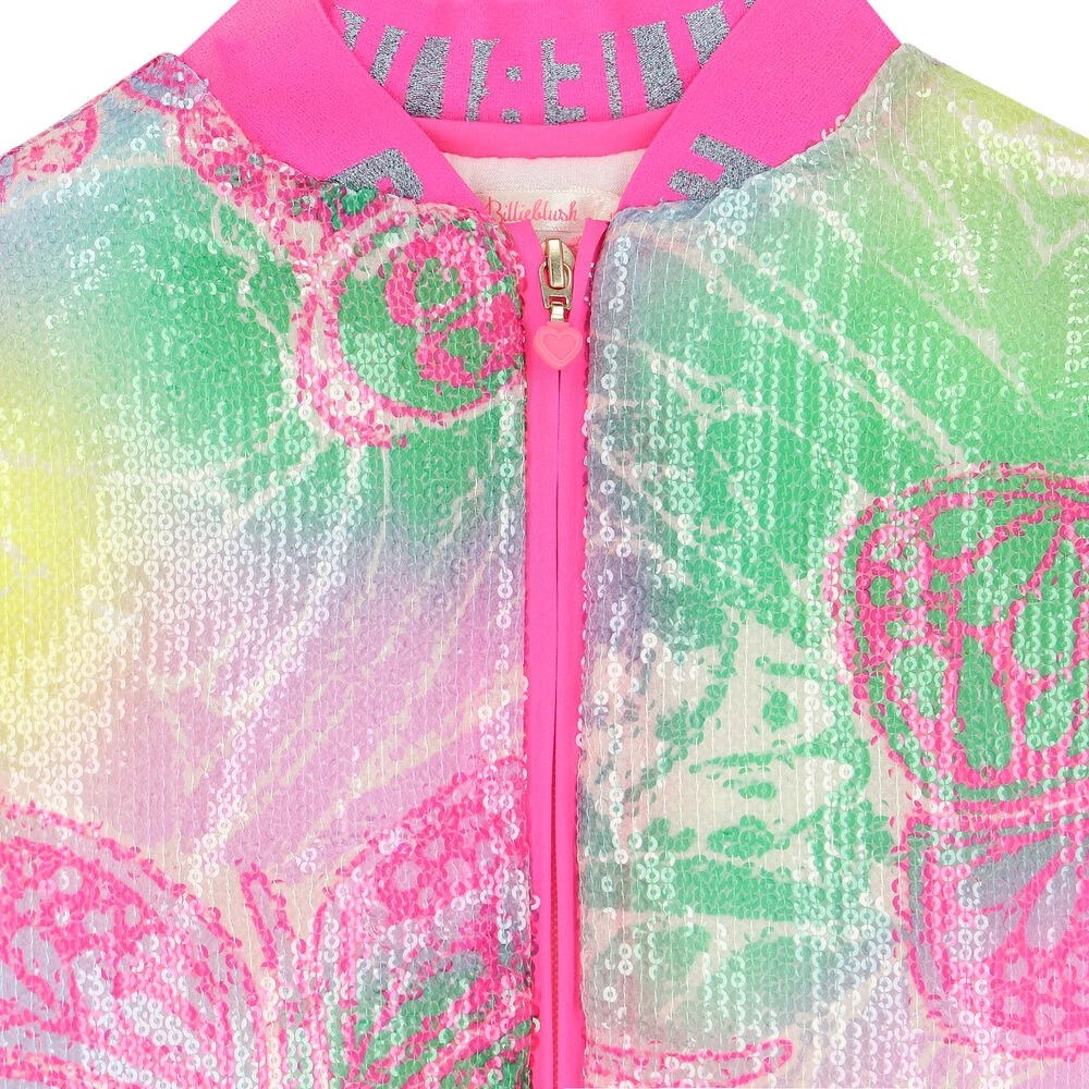 Billieblush Girls Pink Sequin Butterfly Jacket 5 Billieblush Girls Pink Sequin Butterfly Jacket - Image 3