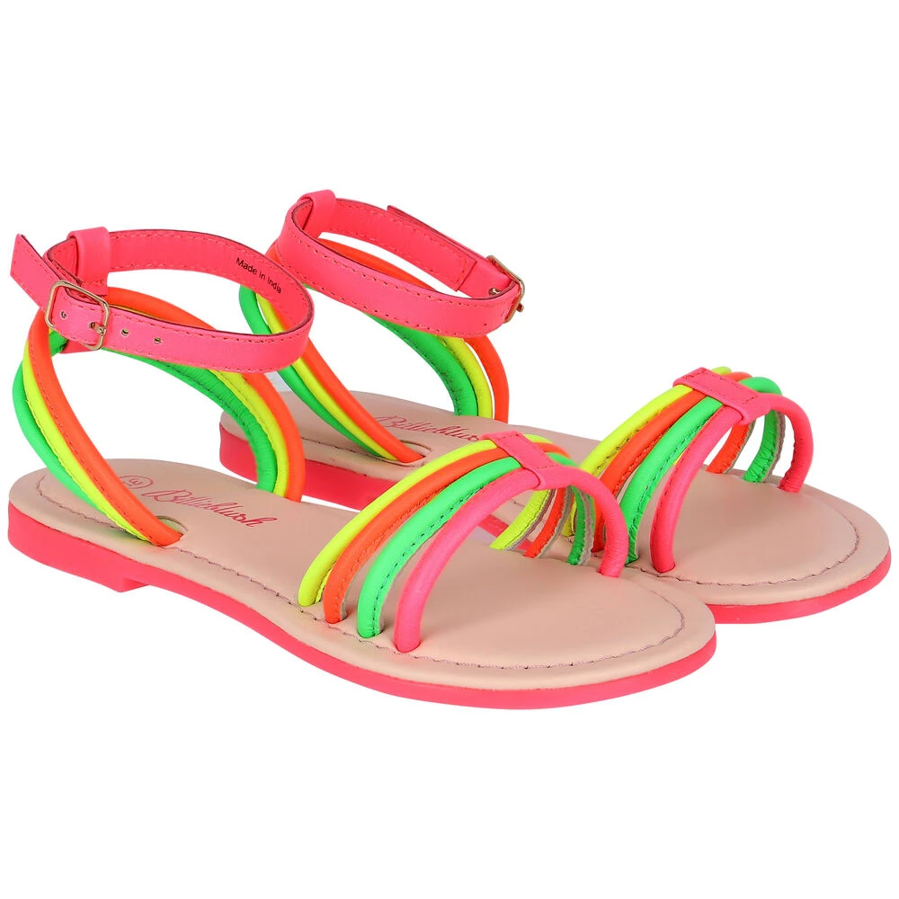 Billieblush Girls Neon Pink, Yellow & Orange Sandals 3 Billieblush Girls Neon Pink, Yellow & Orange Sandals