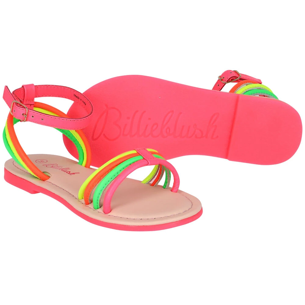 Billieblush Girls Neon Pink, Yellow & Orange Sandals 7 Billieblush Girls Neon Pink, Yellow & Orange Sandals - Image 5