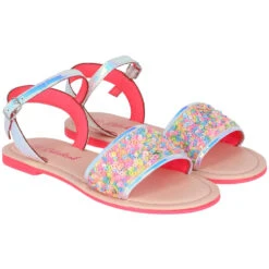 Billieblush Girls Iridescent Silver Sequin Sandals