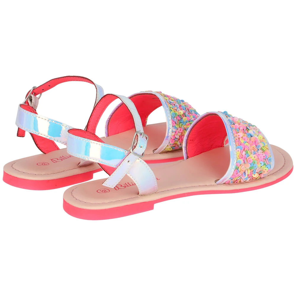 Billieblush Girls Iridescent Silver Sequin Sandals 4 Billieblush Girls Iridescent Silver Sequin Sandals - Image 2