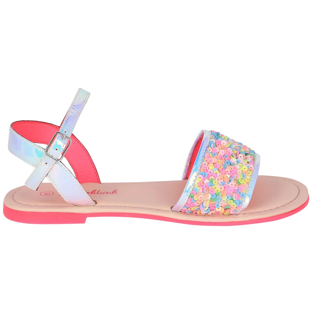 Billieblush Girls Iridescent Silver Sequin Sandals 5 Billieblush Girls Iridescent Silver Sequin Sandals - Image 3