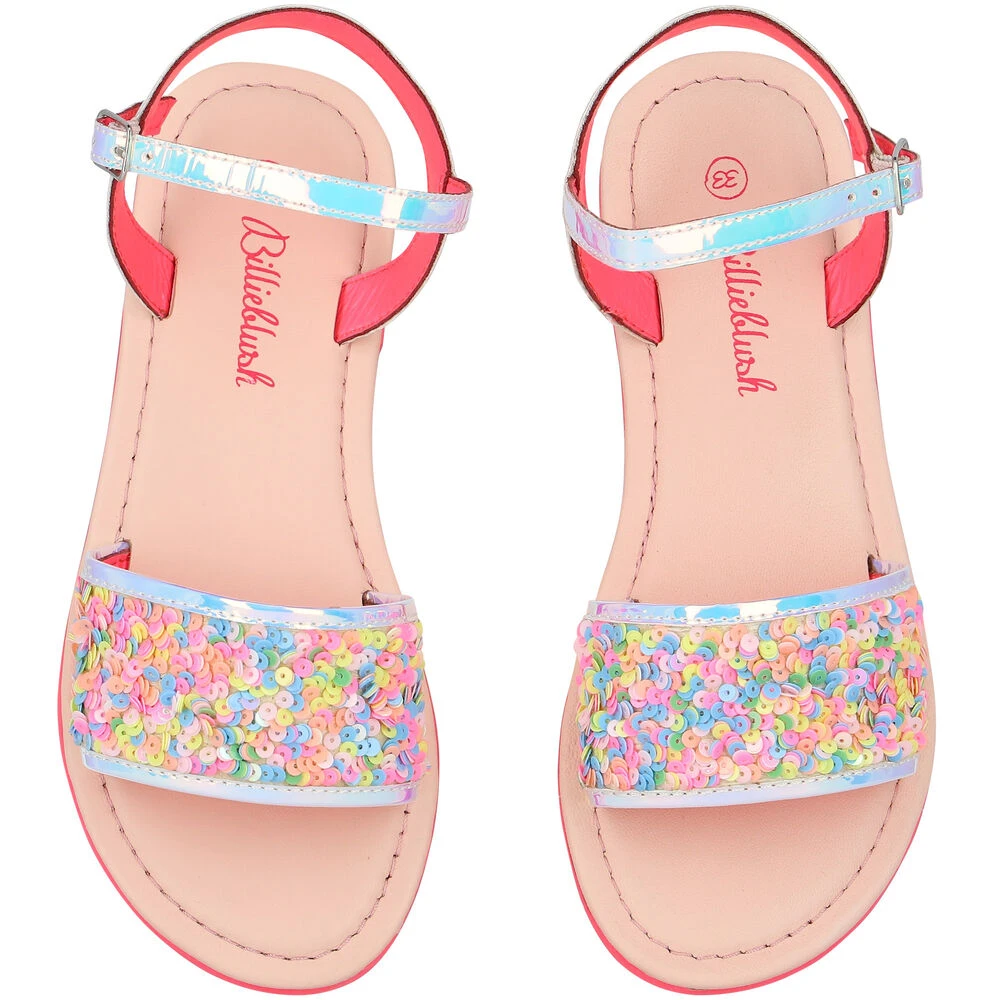 Billieblush Girls Iridescent Silver Sequin Sandals 7 Billieblush Girls Iridescent Silver Sequin Sandals - Image 5