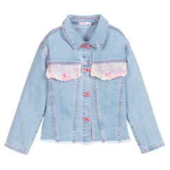 Billieblush Blue Denim Sequin Jacket