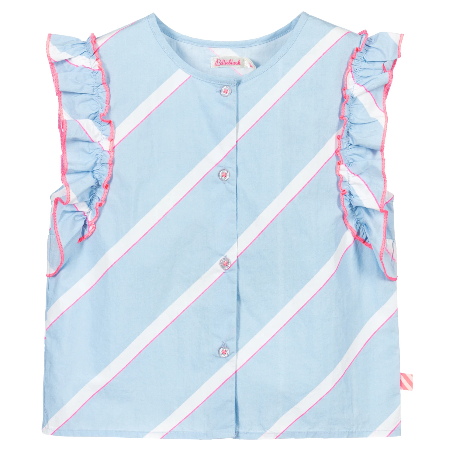 Billieblush Blue Striped Cotton Blouse 3 Billieblush Blue Striped Cotton Blouse