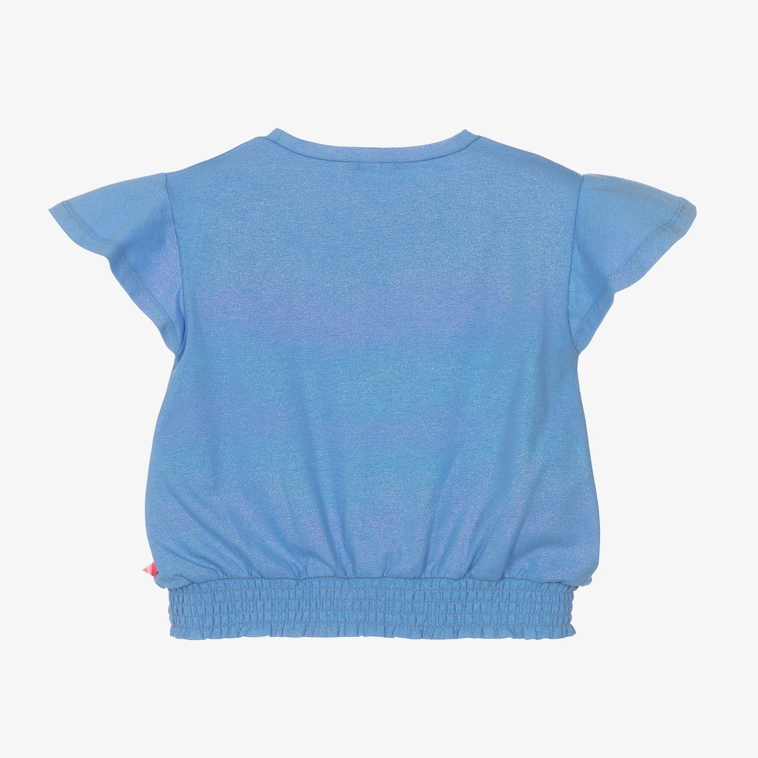 Billieblush Girls Blue Cotton Glitter Heart T-Shirt 4 Billieblush Girls Blue Cotton Glitter Heart T-Shirt - Image 2