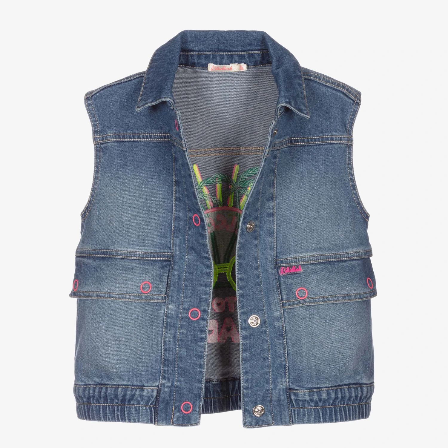 Billieblush Girls Blue Denim Sun Gilet 5 Billieblush Girls Blue Denim Sun Gilet - Image 4