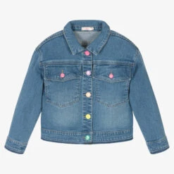 Billieblush Girls Blue Denim Unicorn Logo Jacket
