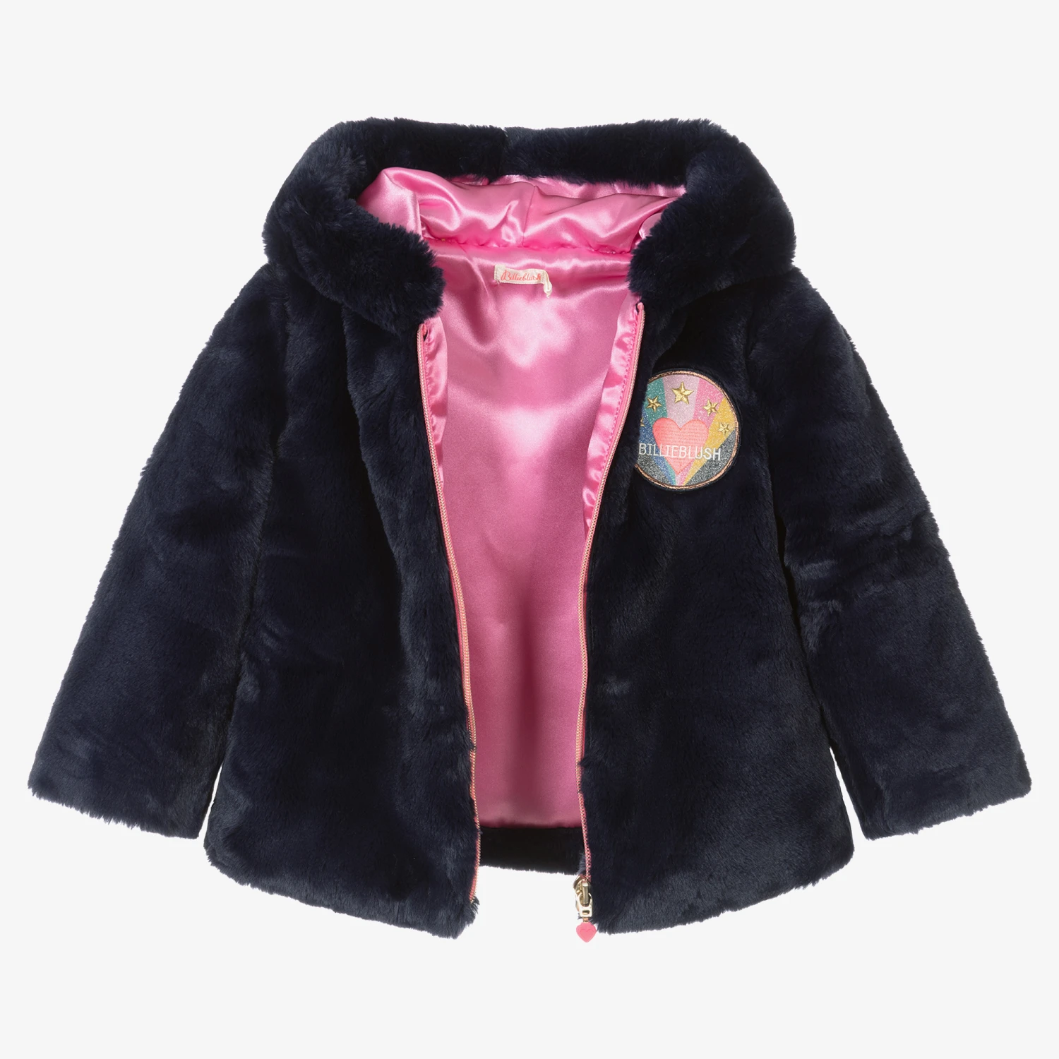 Billieblush Girls Blue Faux Fur Jacket 5 Billieblush Girls Blue Faux Fur Jacket - Image 3