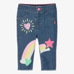 Billieblush Girls Blue Rainbow Print Denim Jeans