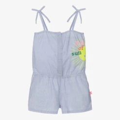 Billieblush Girls Blue Sun Print Cotton Playsuit