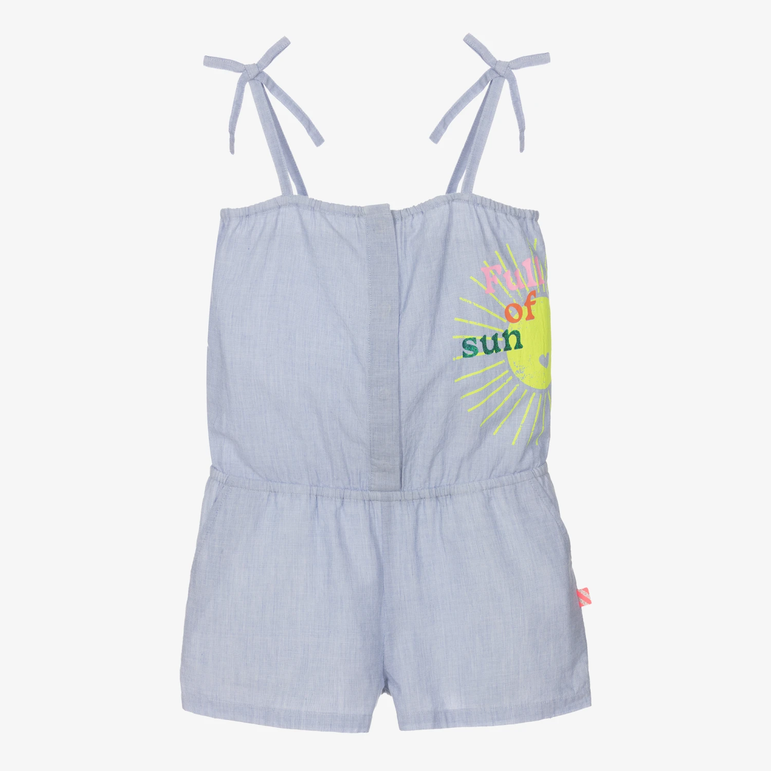 Billieblush Girls Blue Sun Print Cotton Playsuit 3 Billieblush Girls Blue Sun Print Cotton Playsuit