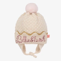 Billieblush Girls Ivory Pom-Pom Hat