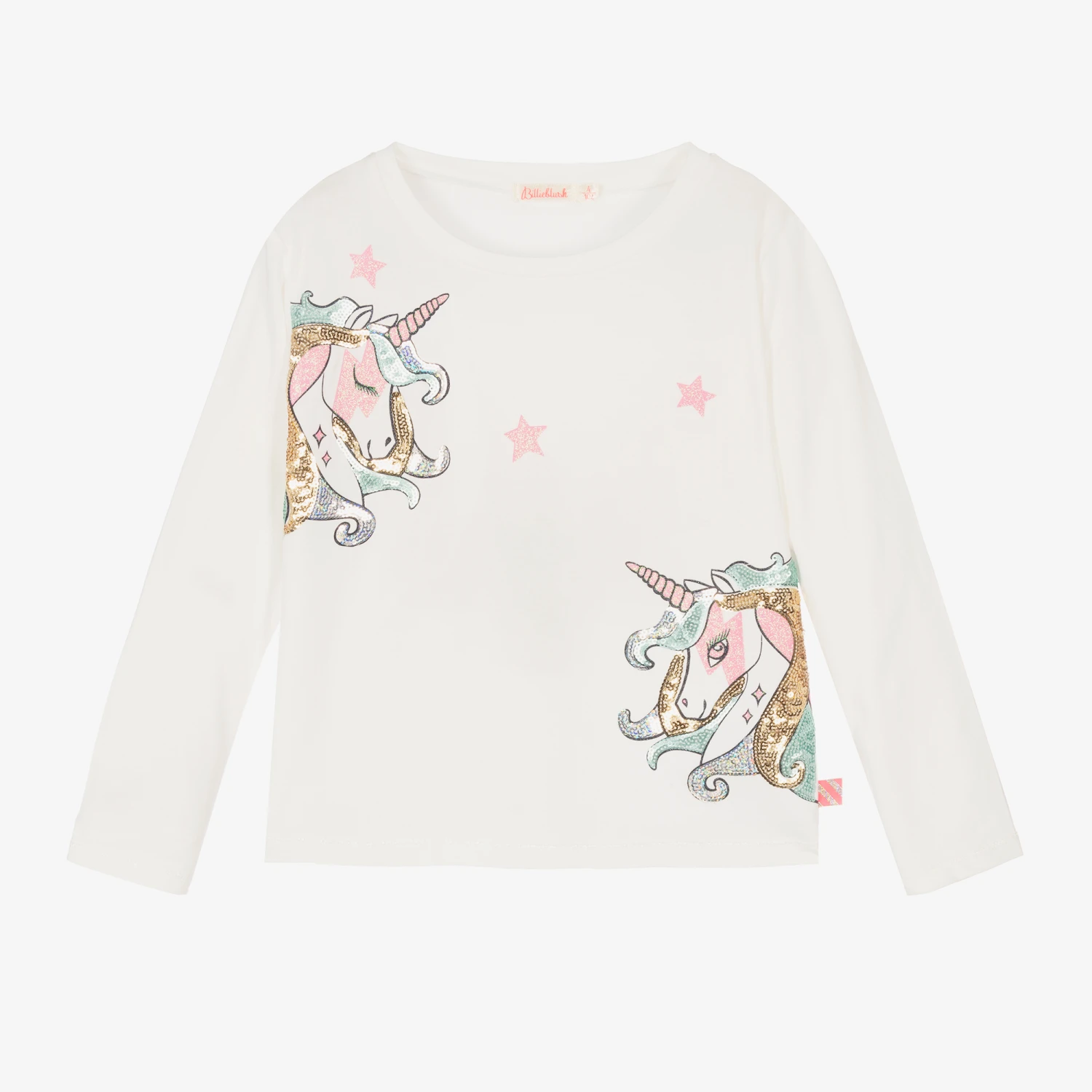 Billieblush Girls Ivory Sequin Unicorn Top 3 Billieblush Girls Ivory Sequin Unicorn Top