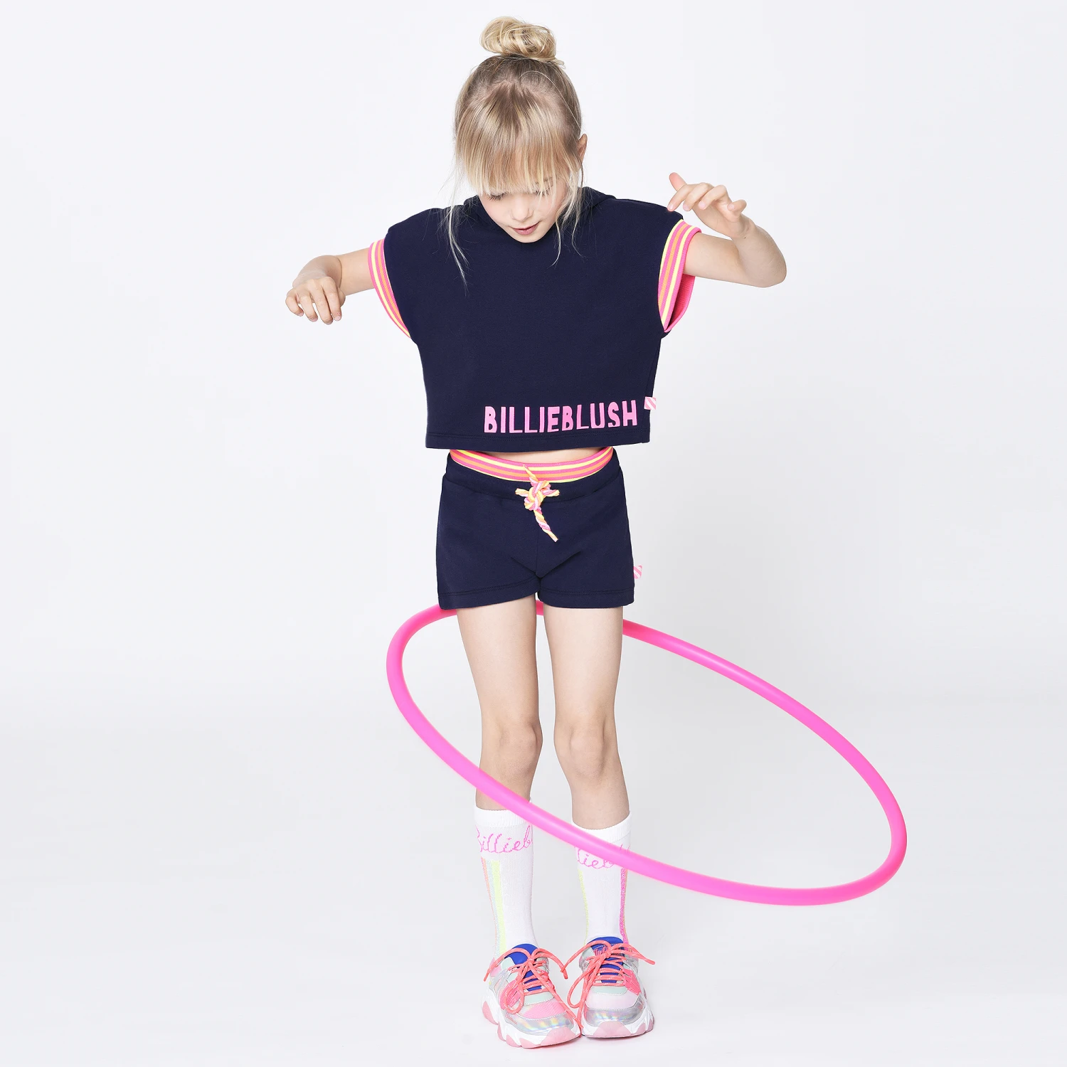 Billieblush Girls Navy Blue Cotton Shorts 4 Billieblush Girls Navy Blue Cotton Shorts - Image 2