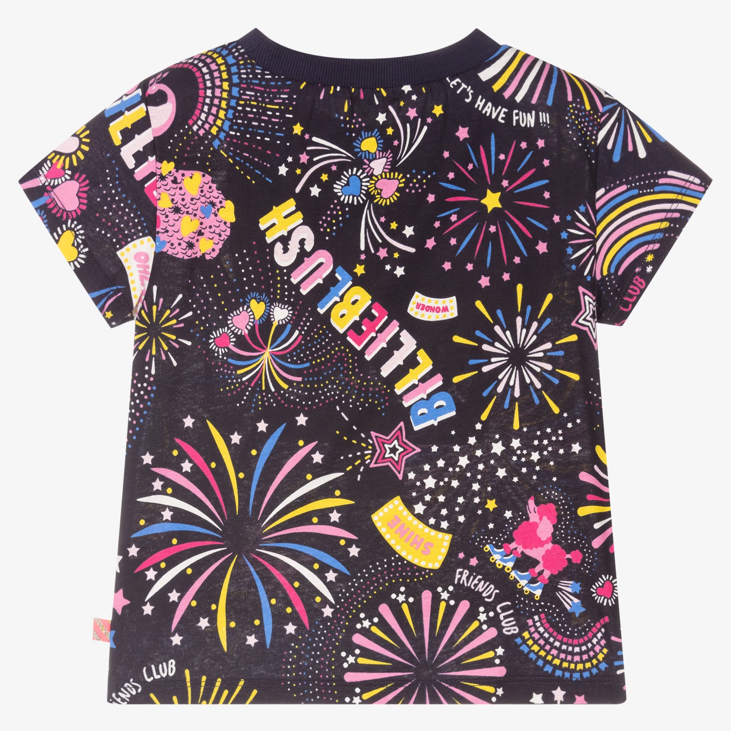 Billieblush Girls Navy Blue Cotton T-Shirt 4 Billieblush Girls Navy Blue Cotton T-Shirt - Image 2