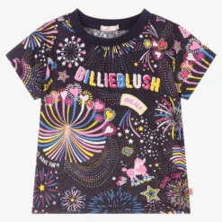 Billieblush Girls Navy Blue Cotton T-Shirt