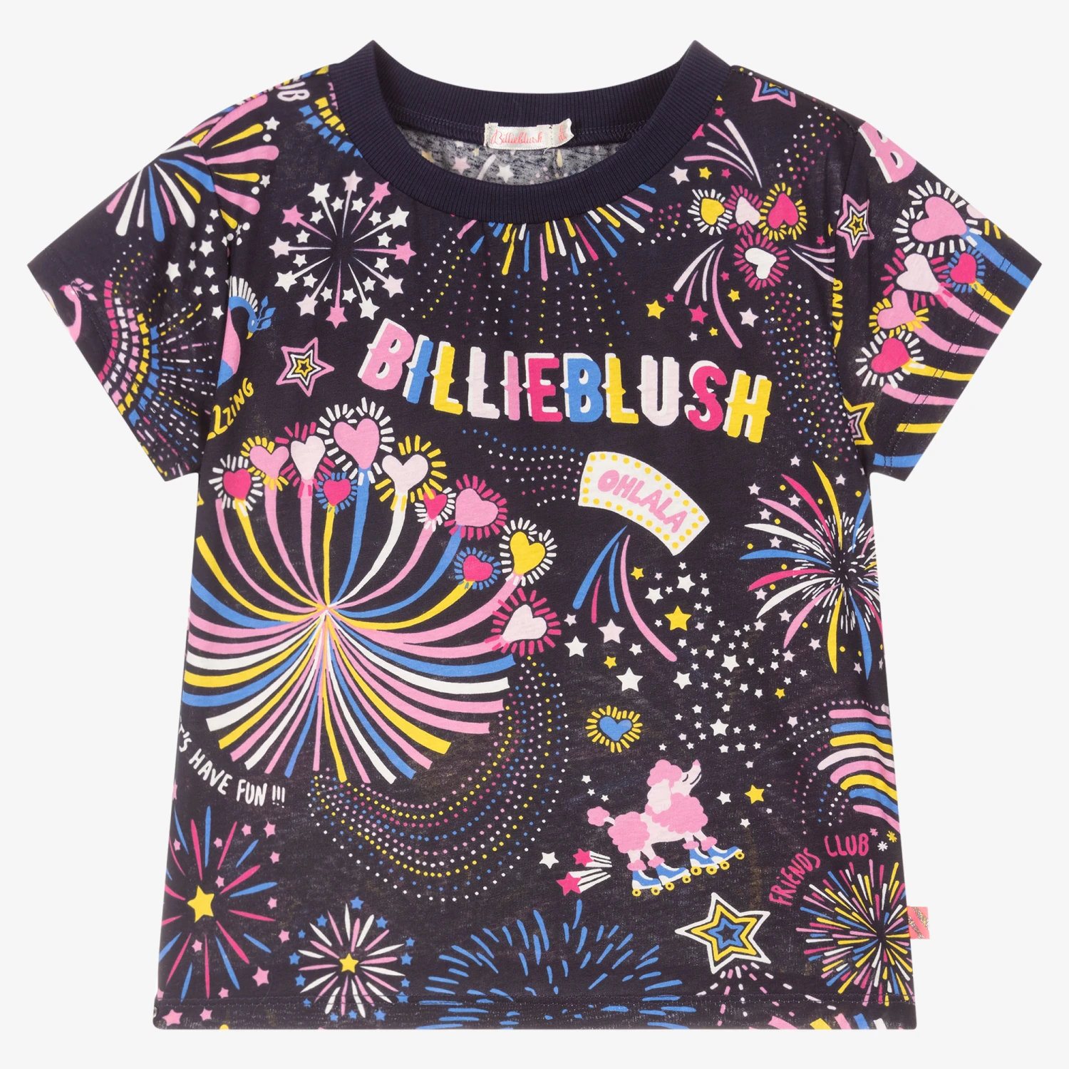 Billieblush Girls Navy Blue Cotton T-Shirt 3 Billieblush Girls Navy Blue Cotton T-Shirt