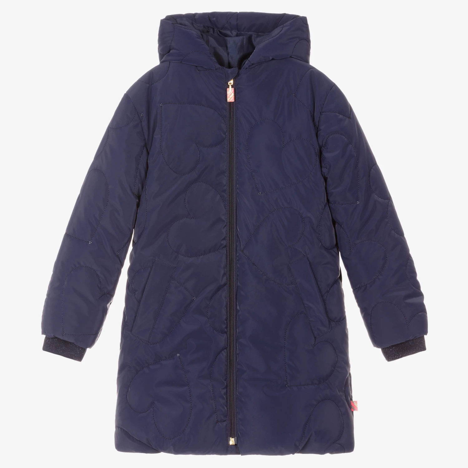 Billieblush Girls Navy Blue Hooded Coat 3 Billieblush Girls Navy Blue Hooded Coat