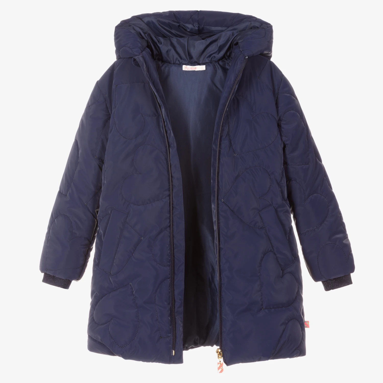 Billieblush Girls Navy Blue Hooded Coat 5 Billieblush Girls Navy Blue Hooded Coat - Image 3