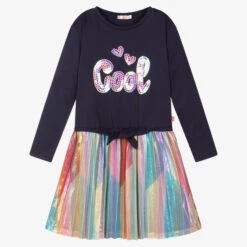 Billieblush Girls Navy Blue Slogan Dress
