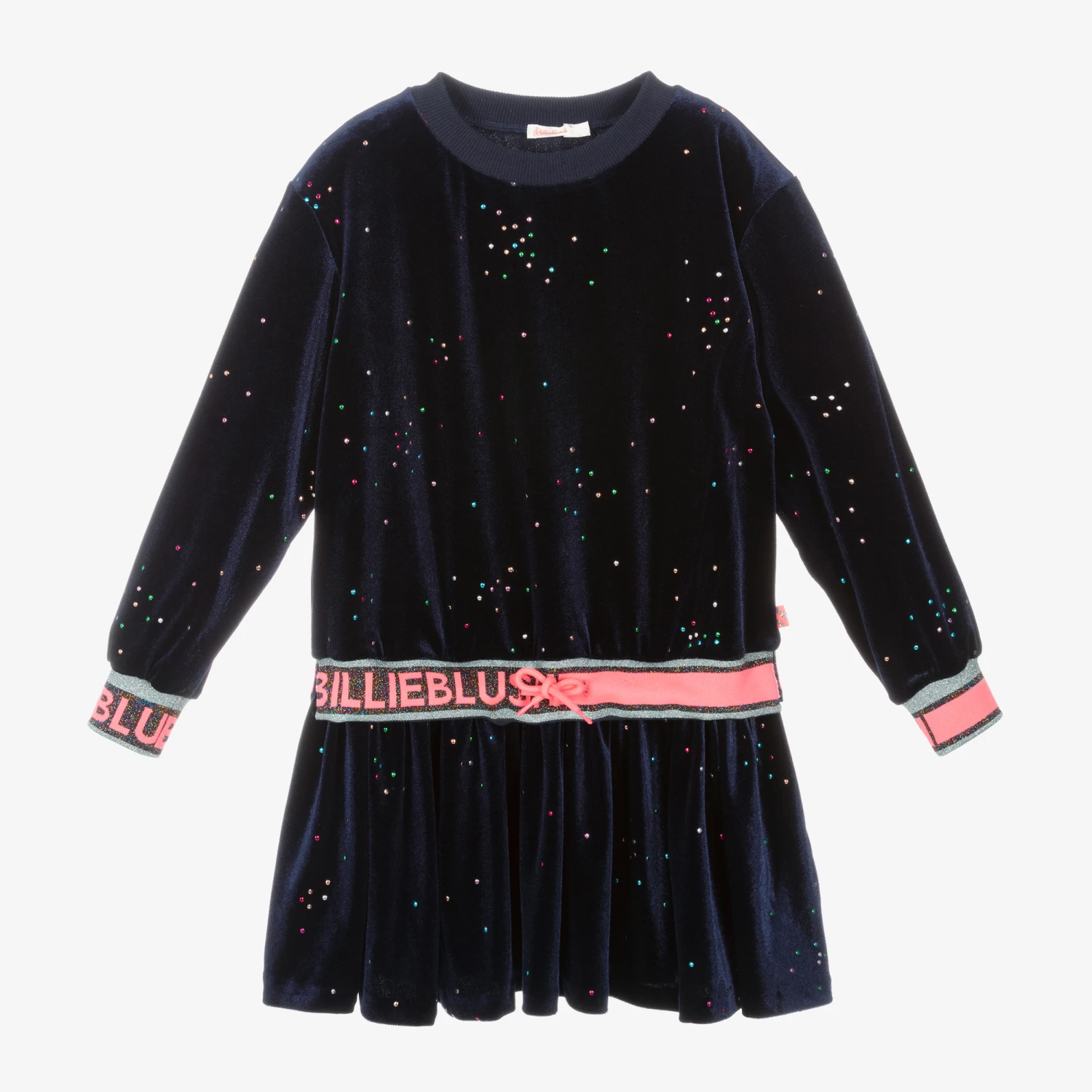 Billieblush Girls Navy Blue Velour Dress 3 Billieblush Girls Navy Blue Velour Dress