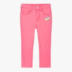 Billieblush Girls Neon Pink Heart Jeans