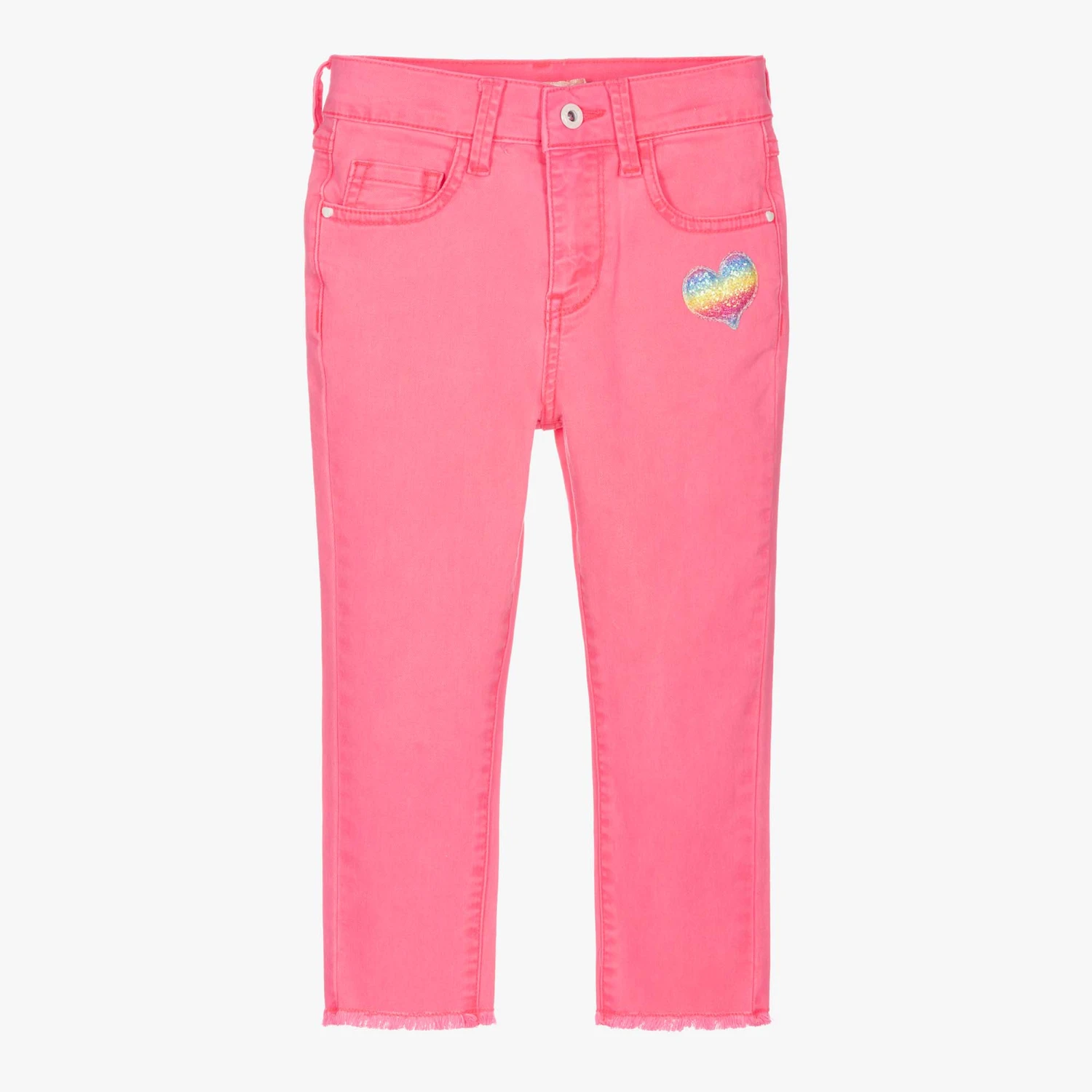 Billieblush Girls Neon Pink Heart Jeans 3 Billieblush Girls Neon Pink Heart Jeans