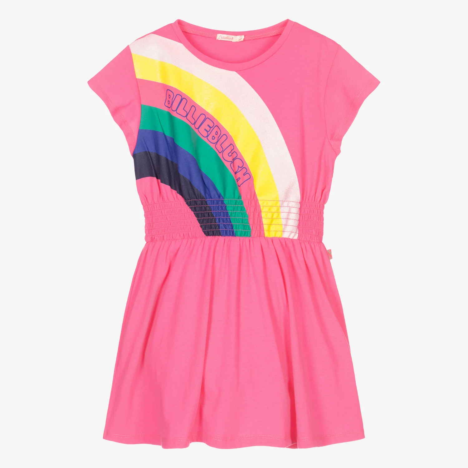 Billieblush Girls Neon Pink Rainbow Dress 3 Billieblush Girls Neon Pink Rainbow Dress