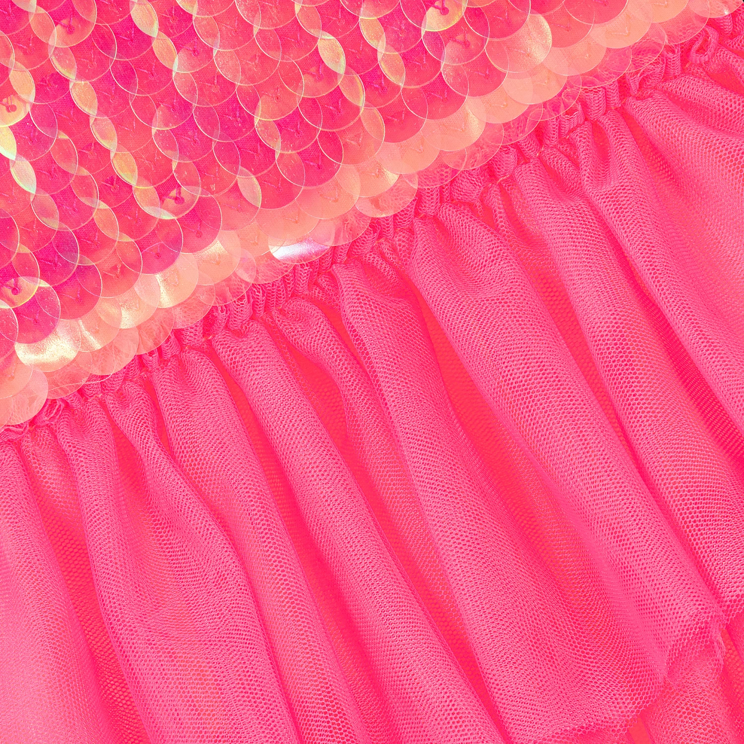 Billieblush Girls Neon Pink Sequin Tulle Dress 5 Billieblush Girls Neon Pink Sequin Tulle Dress - Image 3