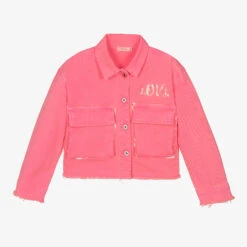 Billieblush Girls Neon Pink Sequin Twill Jacket