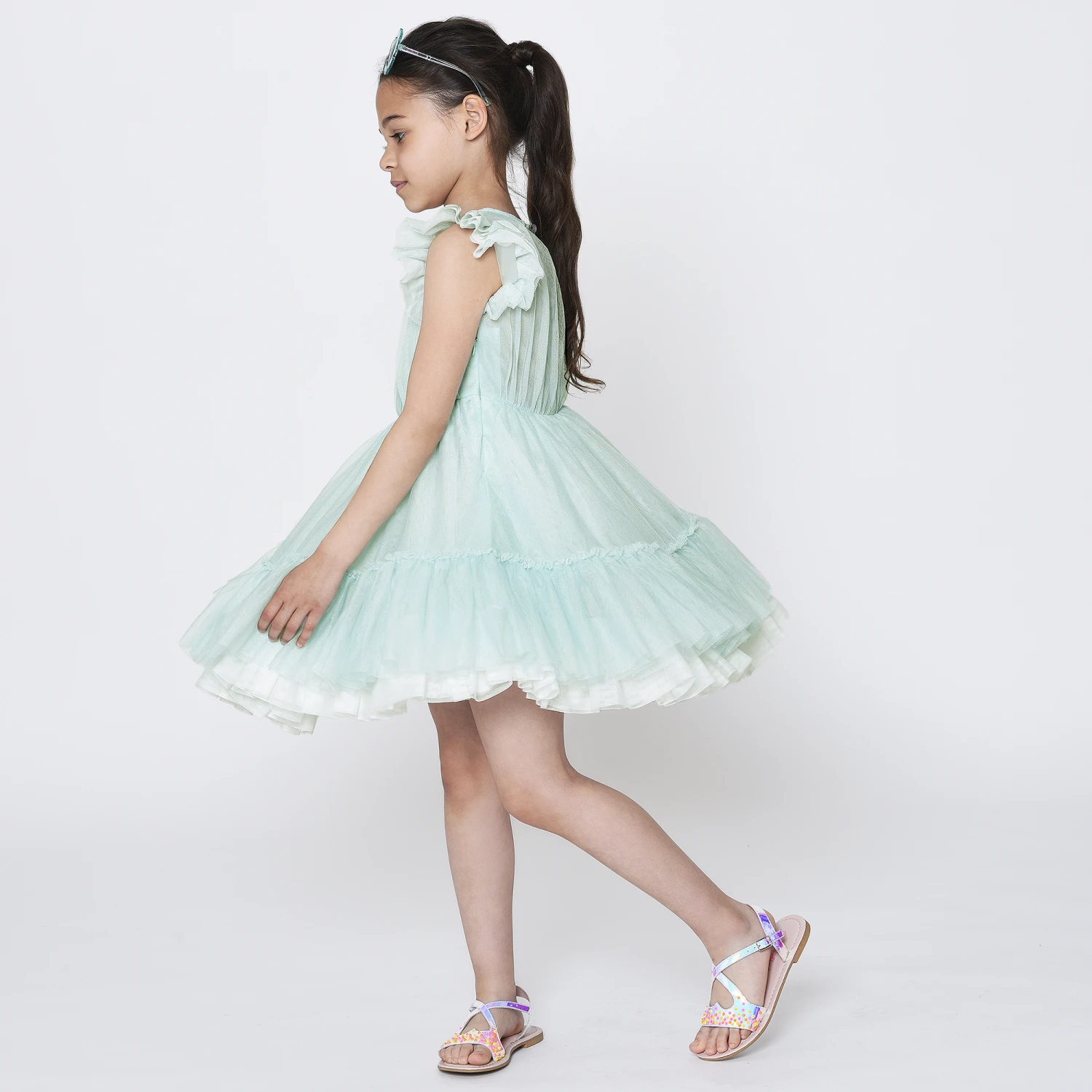 Billieblush Girls Pale Blue Tulle Dress 4 Billieblush Girls Pale Blue Tulle Dress - Image 2
