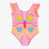 Billieblush Girls Pink Butterfly Ruffle Swimsuit