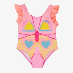 Billieblush Girls Pink Butterfly Ruffle Swimsuit